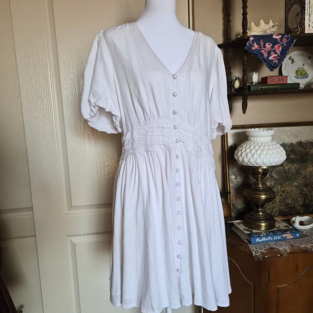 LOFT Ann White Cottagecore Linen Dress Taylor Size 12